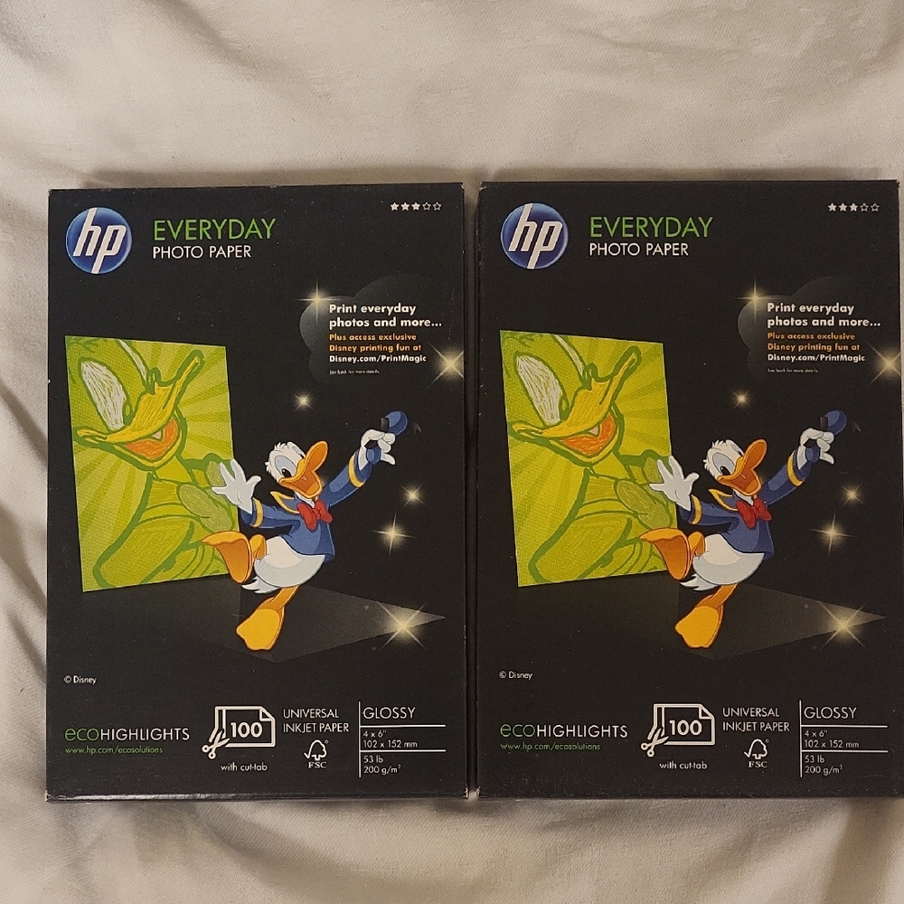 COPy New HP Everyday Photo Paper 100 sheet Universal Inkjet Glossy 4x6 Disney…
